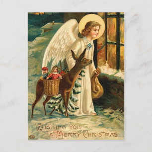 Festividades Cartão postal de anjo de Natal Vintage