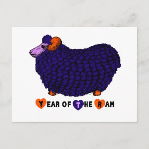 Festividades Cartão postal de ano Zodiac em chinês Ram roxo