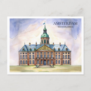 Festividades Cartão Postal de Aquarela de Amsterdã