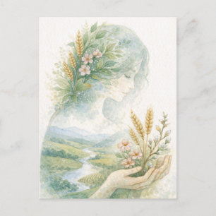 Festividades Cartão Postal de Aquarela do Dia da Deusa da Ferti