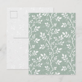 Festividades Cartão postal de arte botânica minimalista em verd