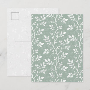Festividades Cartão postal de arte botânica minimalista em verd