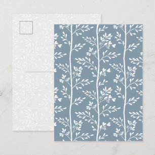 Festividades Cartão postal de arte floral azul empoeirado elega