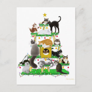 Festividades Cartão postal de árvore de gato natalino