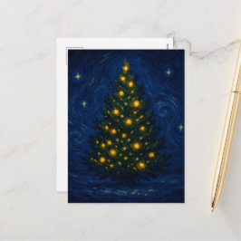 Festividades Cartão postal de árvore de Natal em estilo Van Gog