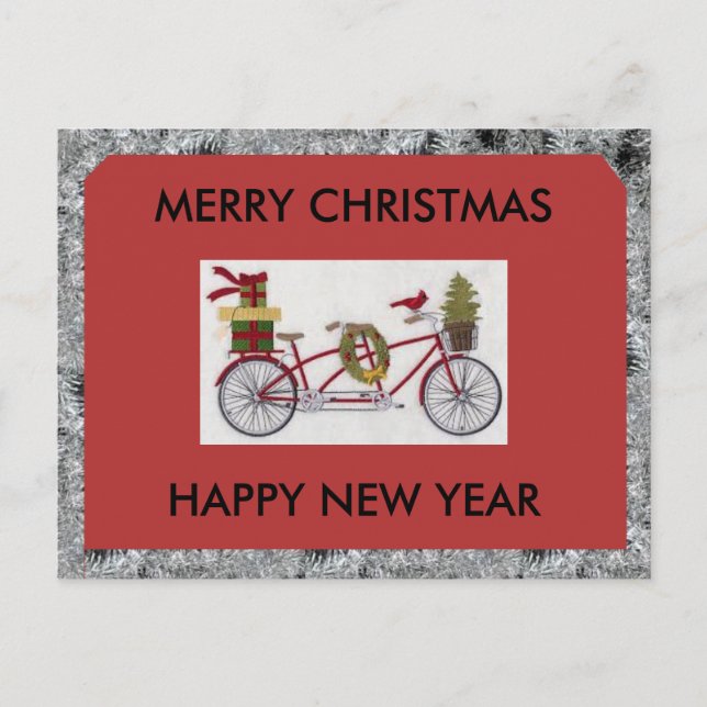 FESTIVIDADES CARTÃO POSTAL DE BICICLETA DE NATAL MERRY (Frente)