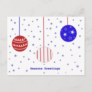 Festividades Cartão Postal de Boas Festas Vermelho, Branco e Az