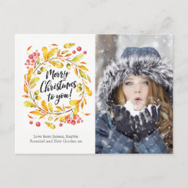 Festividades Cartão postal de cartão com fotos de coroa de Nata