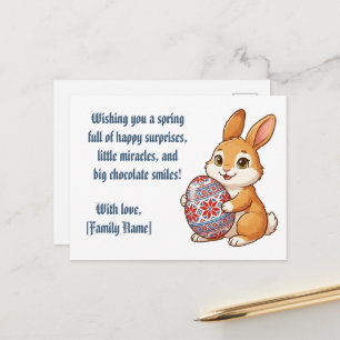 Festividades Cartão Postal de Coelho Personalizado - Ovo Étnico