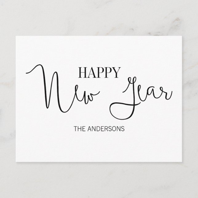 Festividades Cartão postal de Feliz ano novo Moderno Simples (Frente)