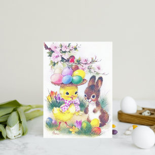 Festividades Cartão postal de Feriado de Coelhinho de Páscoa Re