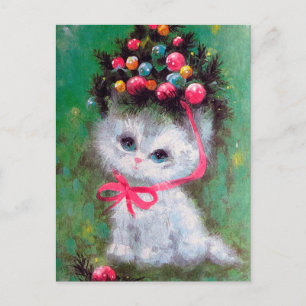 Festividades Cartão postal de Feriado de Gato de natais vintag