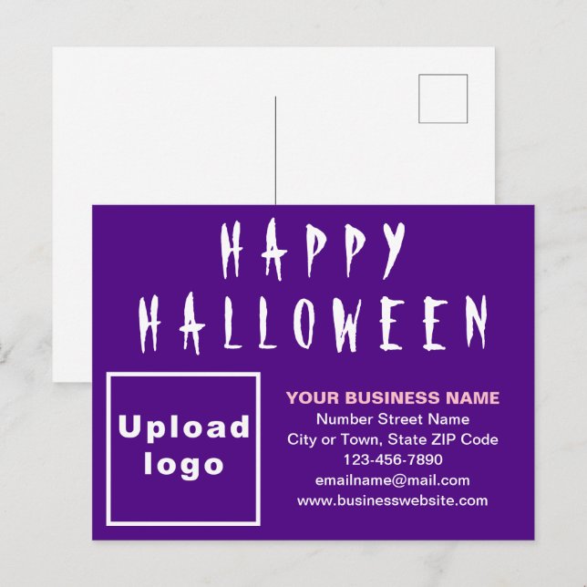 Festividades Cartão Postal de Feriado de Halloween Roxo para Ne (Frente/Verso)
