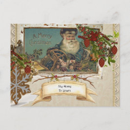 Festividades Cartão postal de Feriado de Papais noeis de Folha