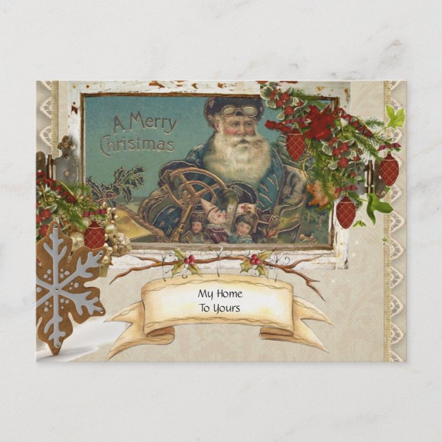 Festividades Cartão postal de Feriado de Papais noeis de Folha  (Frente)