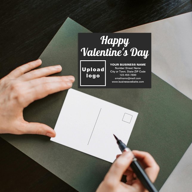 Festividades Cartão postal de Feriado Preto do Namorados Comerc (Business Valentine black holiday postcard to advertise your business this Valentine's Day.)