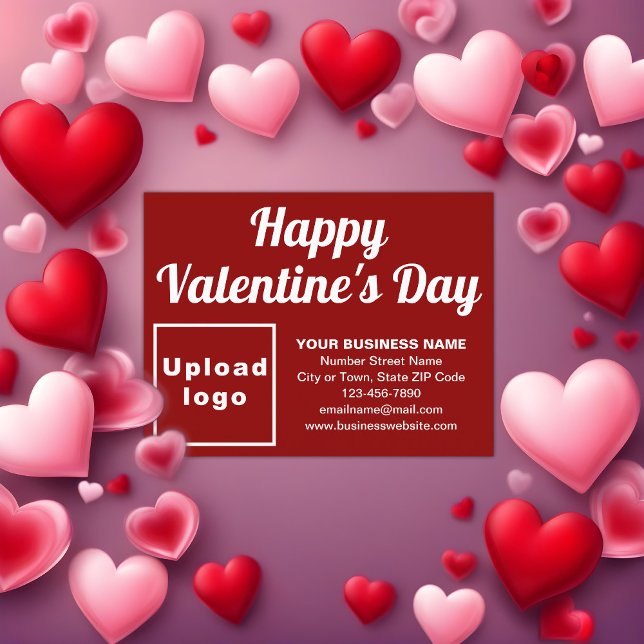 Festividades Cartão postal de Feriado Vermelho do Namorados Com (Business Valentine red holiday postcard to advertise your business this Valentine's Day.)