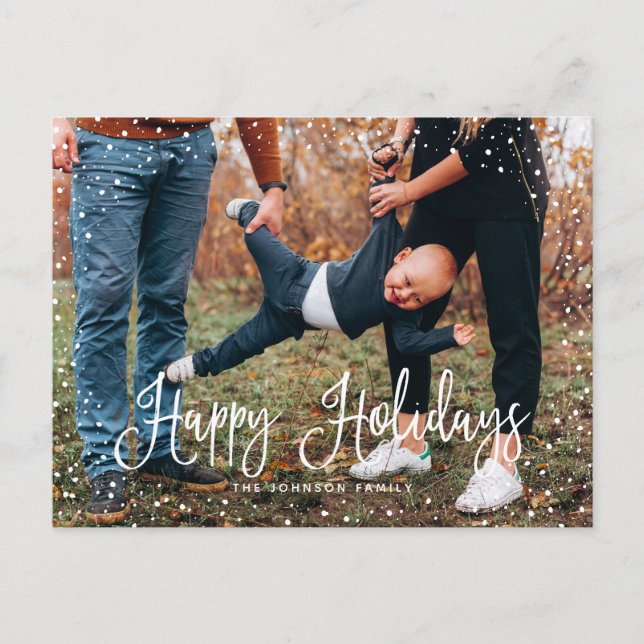 Festividades Cartão Postal de Férias com Foto do Moderno Script (Frente)