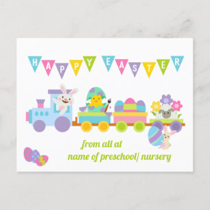 Festividades Cartão postal de férias de comboio coelho de crian