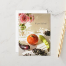 Cartão postal de férias de outono com natureza-mor