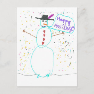 Festividades Cartão postal de férias do boneco de neve arco-íri