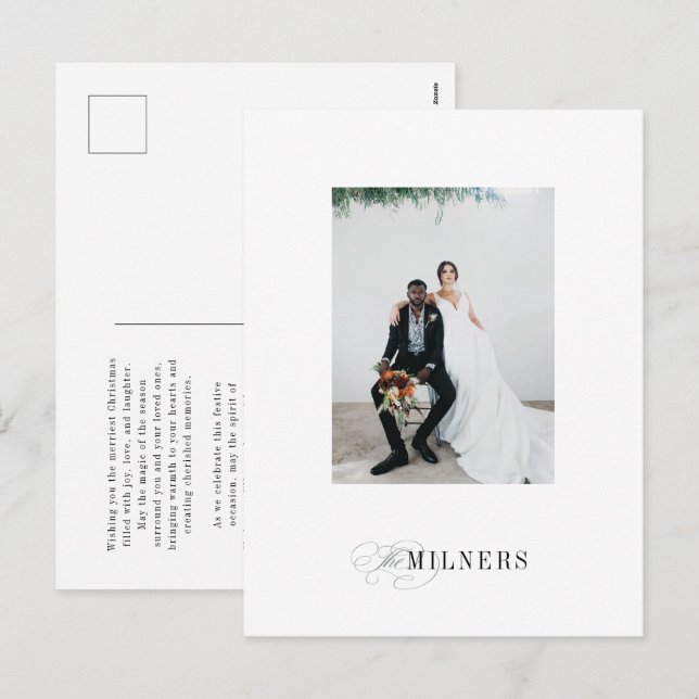 Festividades Cartão postal de férias minimalista elegante (Frente/Verso)