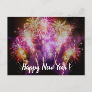 Festividades Cartão Postal de Fogos de Artifício de Ano Novo Fe