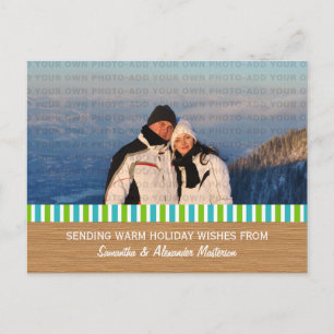 Festividades Cartão postal de foto com listras rústicas em verd