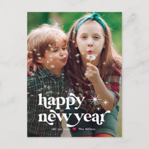 Festividades Cartão Postal de Foto de Ano Novo com Vibe Retrô