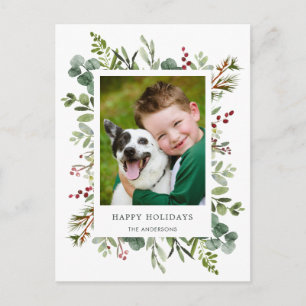 Festividades Cartão Postal de Foto de Férias Folhagem Vermelha