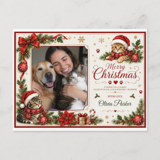 Festividades Cartão postal de foto personalizado de Natal para