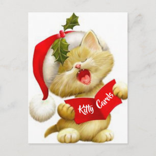 Festividades Cartão postal de gatinho fofo cantando canção de N
