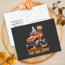 Cartão postal de Halloween da tripulação Boo Cute
