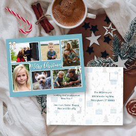 Festividades Cartão postal de mensagem de seis fotos de família