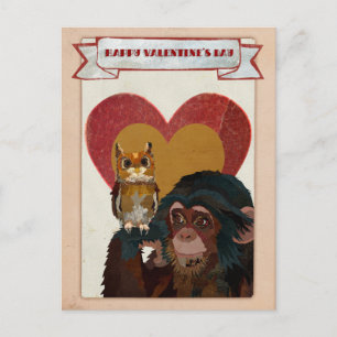 Festividades Cartão postal de NAMORADOS CHIMP e OWL