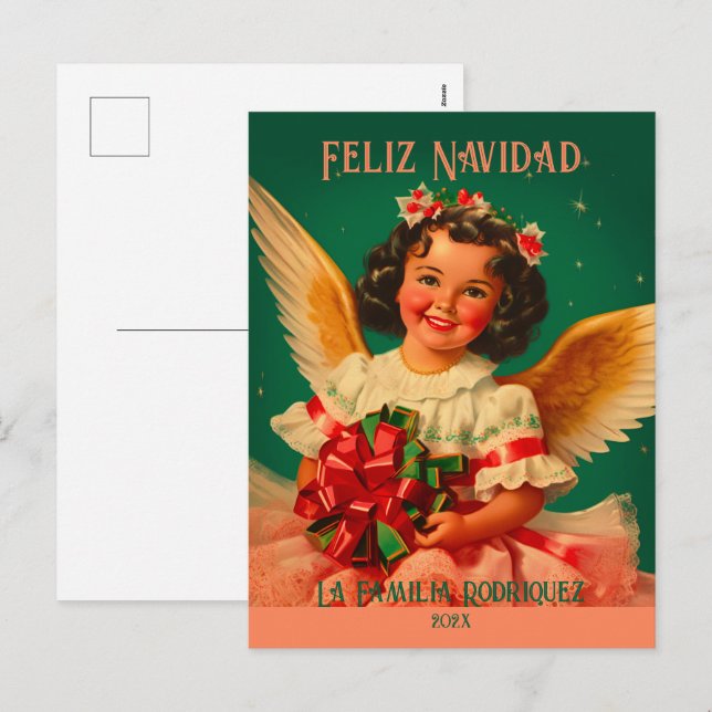 Festividades Cartão postal de Natal Angel "Feliz Navidad" (Frente/Verso)