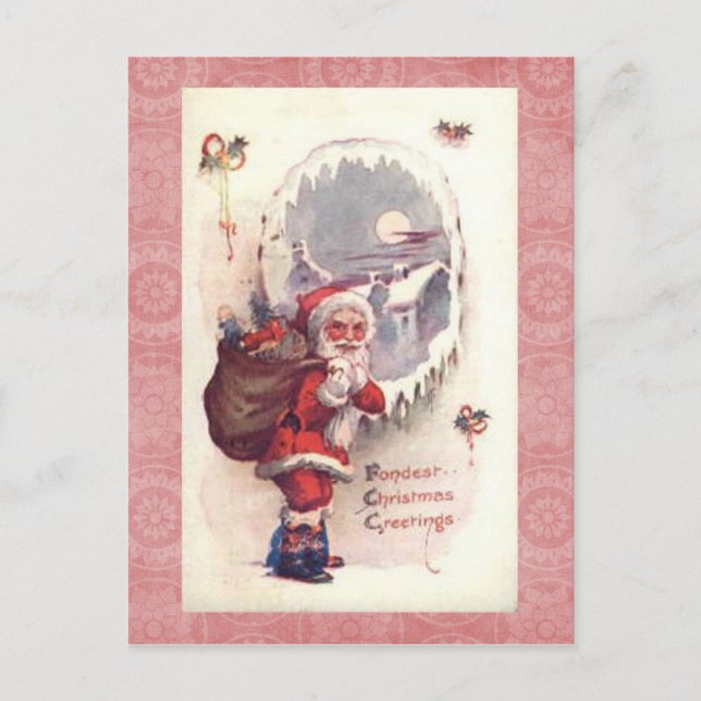 Festividades Cartão Postal de Natal Antigo (Frente)