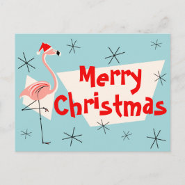 Festividades Cartão postal de Natal Azul Flamingo Santas
