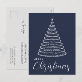 Festividades Cartão postal de Natal azul marinho elegante