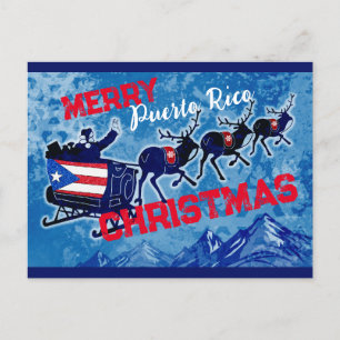 Festividades Cartão postal de Natal com bandeira feliz Porto Ri