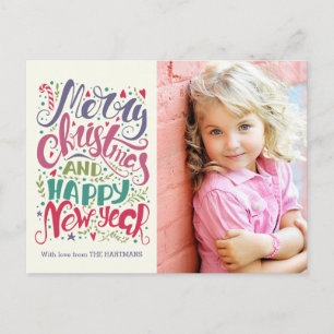 Festividades Cartão postal de Natal com Tipografia Whimsical
