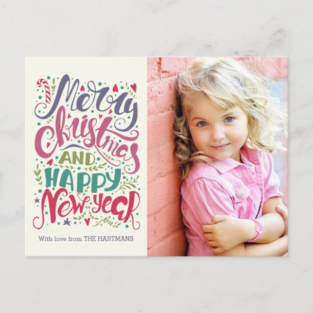 Festividades Cartão postal de Natal com Tipografia Whimsical (Frente)