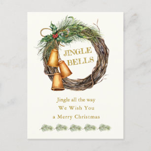 Festividades Cartão postal de Natal da Jingle Bells Holly Pine