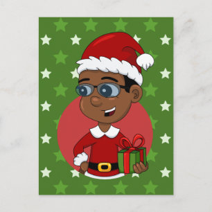 Festividades cartão postal de Natal de desenho animado de menin