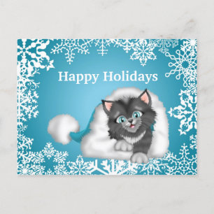 Festividades Cartão postal de Natal de Férias de Gatinho