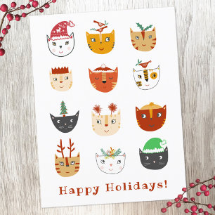 Festividades Cartão postal de Natal de Gato Engraçado