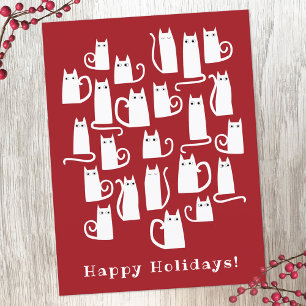 Festividades Cartão postal de Natal de Gato Engraçado