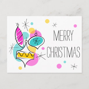 Festividades Cartão postal de Natal do Grupo Retro Tree Baubles