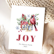 Cartão postal de Natal do pássaro cardinal em aqua