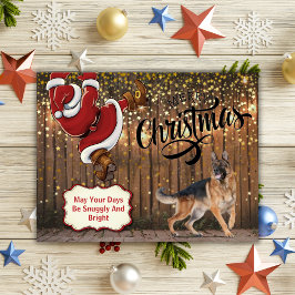 Festividades Cartão postal de Natal do Pastor Alemão Papai Noel